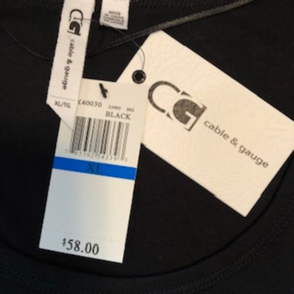 NWT Cable & Gauge Black Sleeveless Long Tunic Tank XL Gathered Hem on 1 Side - Picture 8 of 8